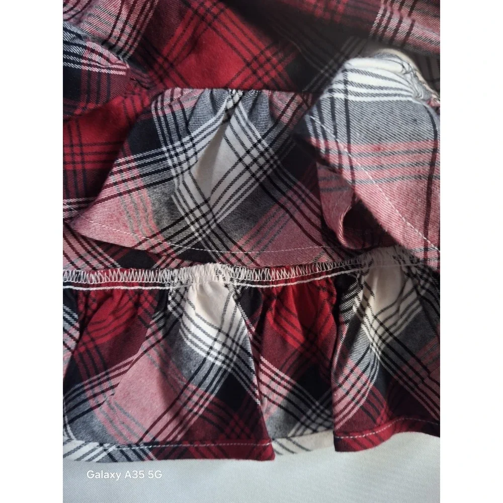The Childrens Place Girls Christmas Long Sleeve Plaid Ribbed Drop Waist Dress 16